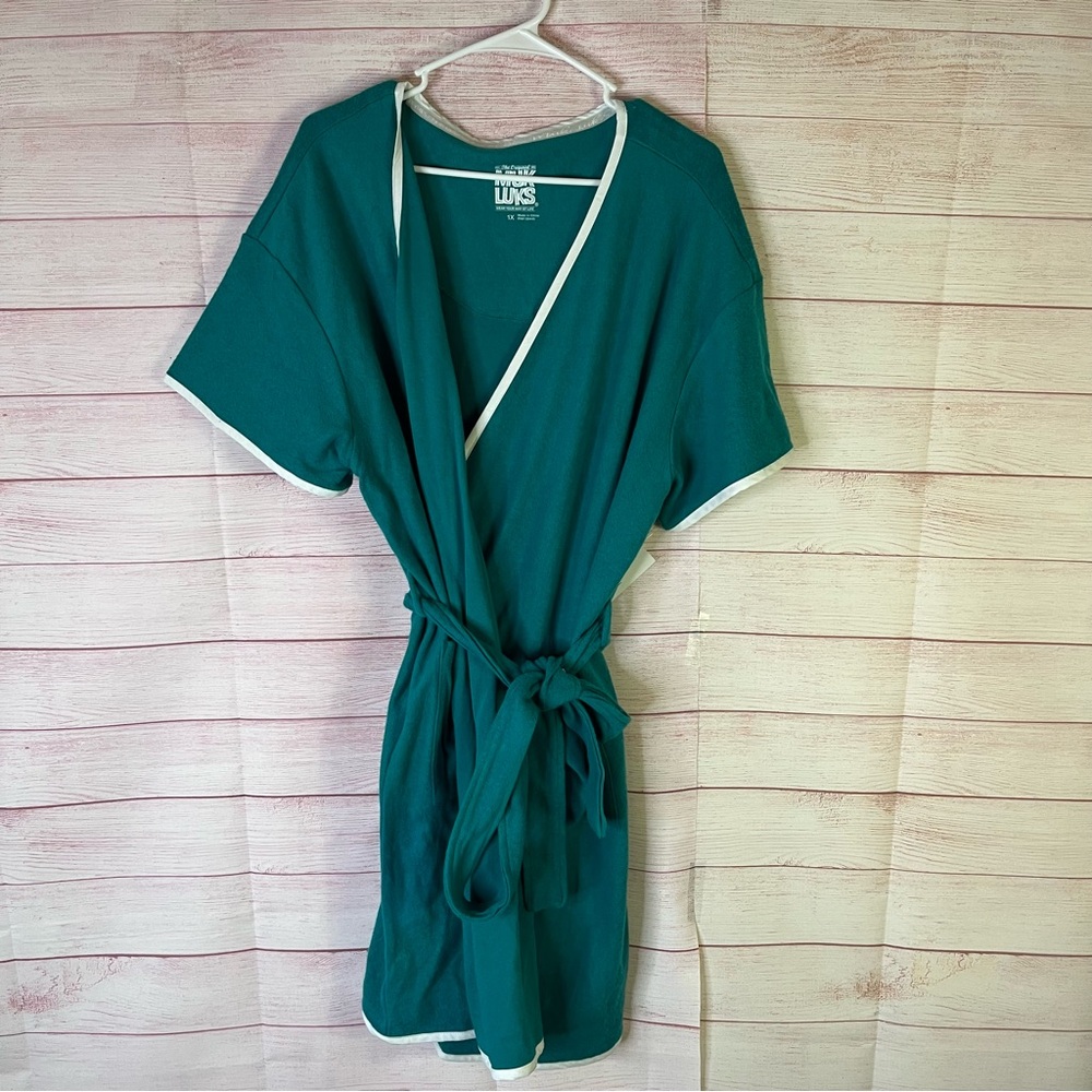 MUK LUKS New Loop Terry Shower Tie Waist Belt Wrap Robe Size 1X